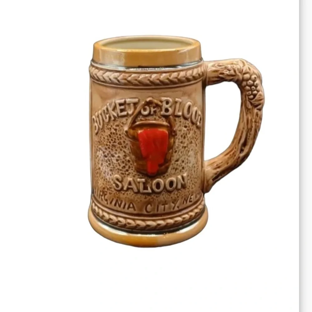 BUCKET OF BLOOD SALOON Vintage Prospector Beer Stein Mug Virginia City Nevada